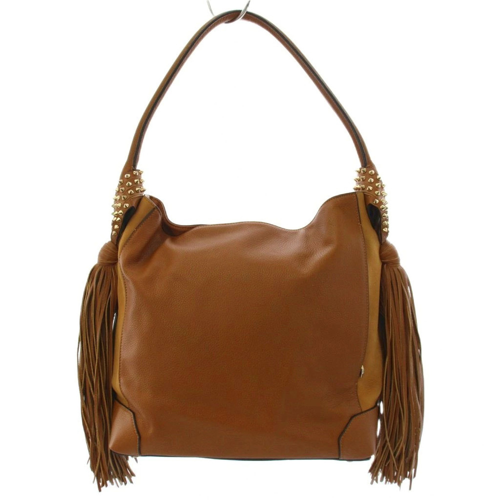 Christian Louboutin Eloise Hobo Bag Handbag Studded Leather Camel Brown